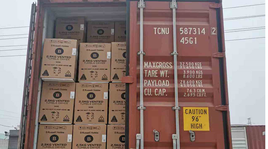 年底沖刺！順利完成英國Russell hobbs客戶的滾筒干衣機出貨