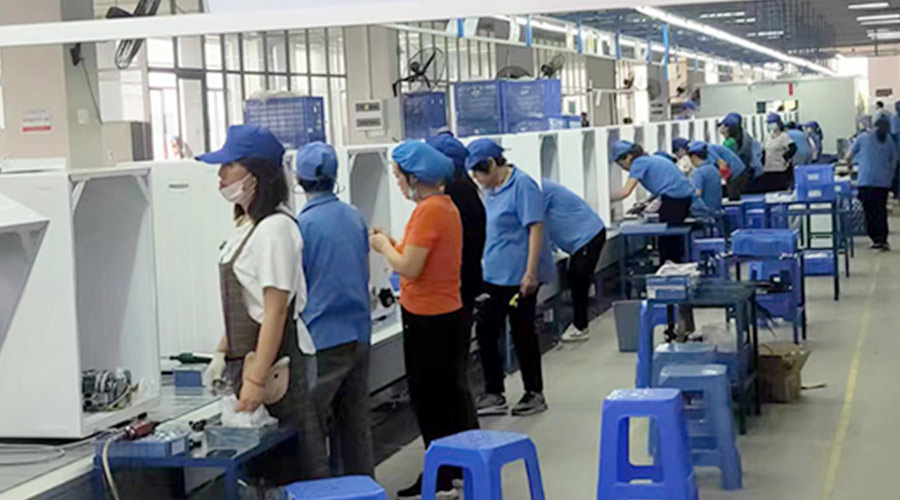 生產(chǎn)實(shí)況！金環(huán)電器開(kāi)展客戶TCL滾筒衣服烘干機(jī)生產(chǎn)